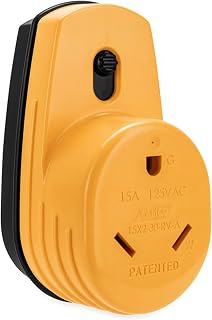Camco PowerGrip RV Two-Plug 15-Amp to Single 30-Amp Adapter |125 V/1875 W (55225), Yellow