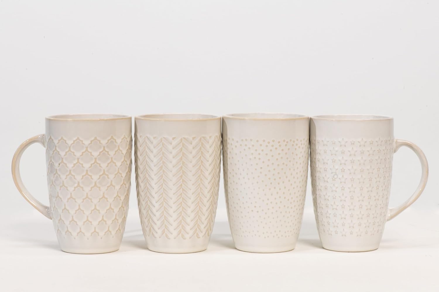 House Beautiful Versatile Classic Stoneware Mug Set – 22 oz, Set of 4 (Linen Hues)