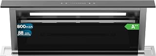 Cecotec Campana Extractora de Encimera 90m Bolero Flux ET 908000 Glass Black A++. 210W, Succión 800m3/h, 8 Velocidades, Slider Touch Control, Filtro Carbono, Acabado en Cristal Negro