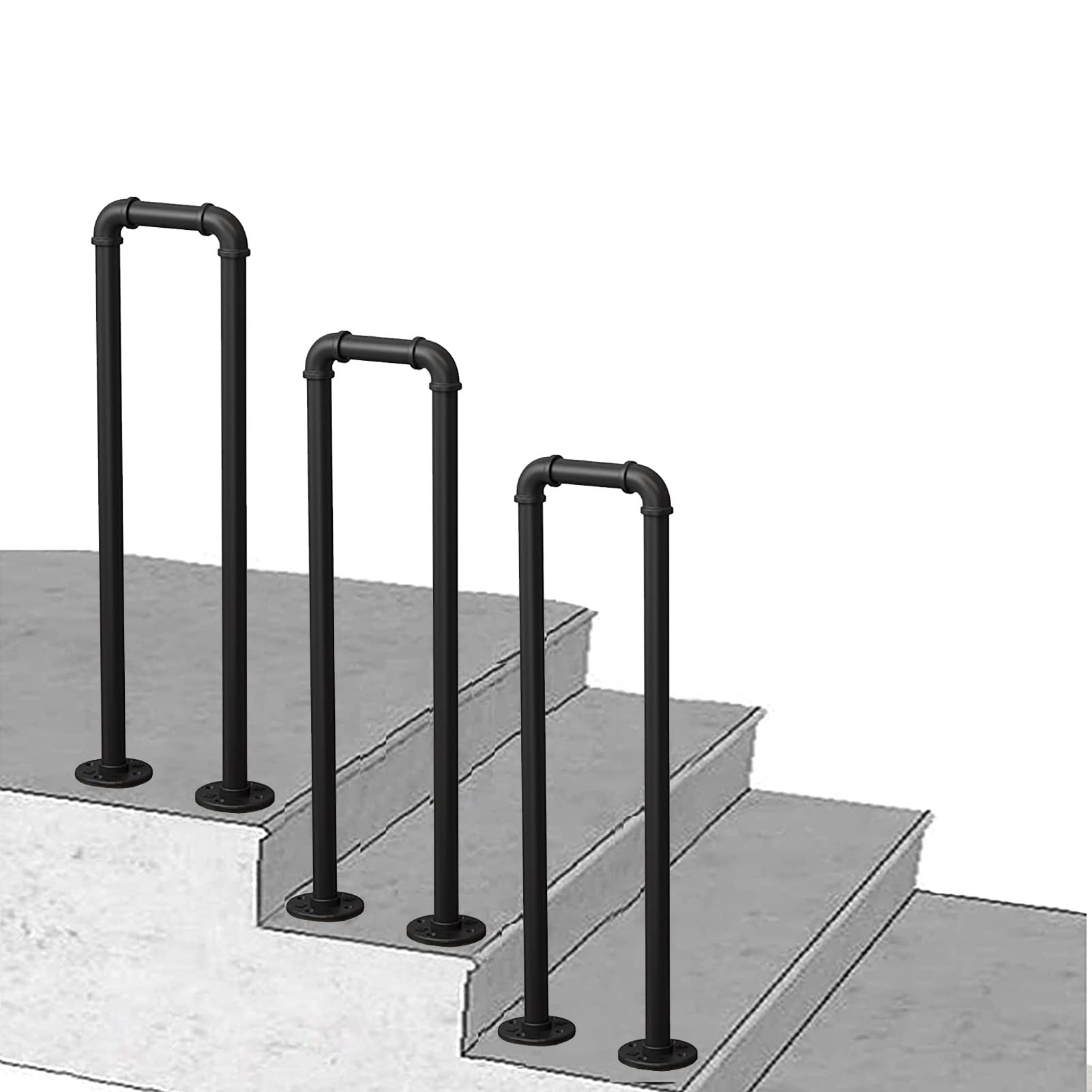 KHLMSRXJ Outdoor Steps Stair Handrails, Metal Transitional Handrail for Indoor Stairs, Handrails for Terrace Corridor Garden - Black Stair Rail Staircases Railing/2.8Ft/85Cm