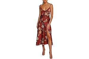 Women's Silk-Like Plus Size Midi Satin Dresses Tie Front Backless Split Hollow Dress