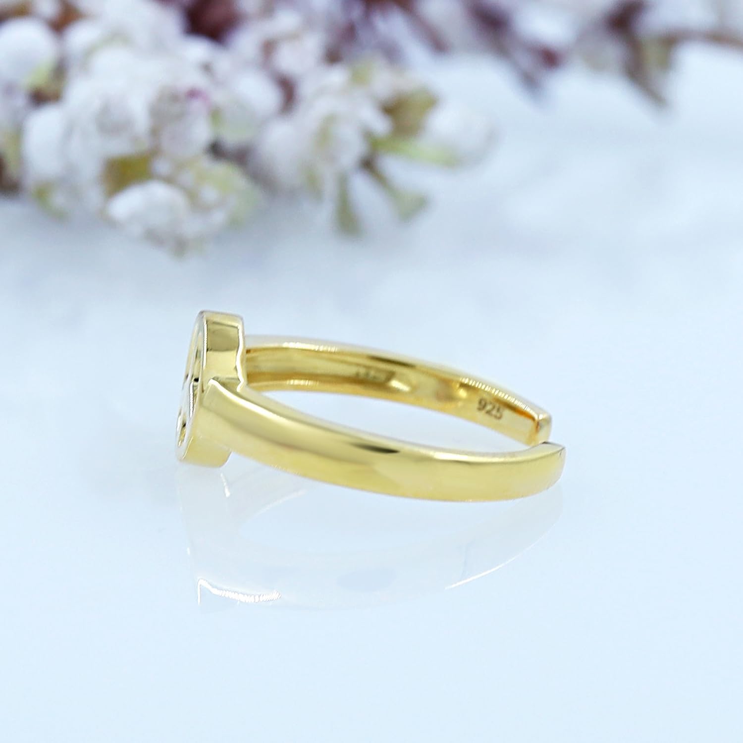 Adjustable Peace Sign Toe Ring for Women Foot Jewelry in 14K Gold Plated 925 Sterling Silver for Her