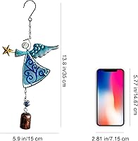 Vista 2 de MrMrKura Campanilla de Viento de Ángel de Metal Decoración Colgante Ornamento con Ala y Campana - Campanas Colgantes Decorativas, Regalos para Azul