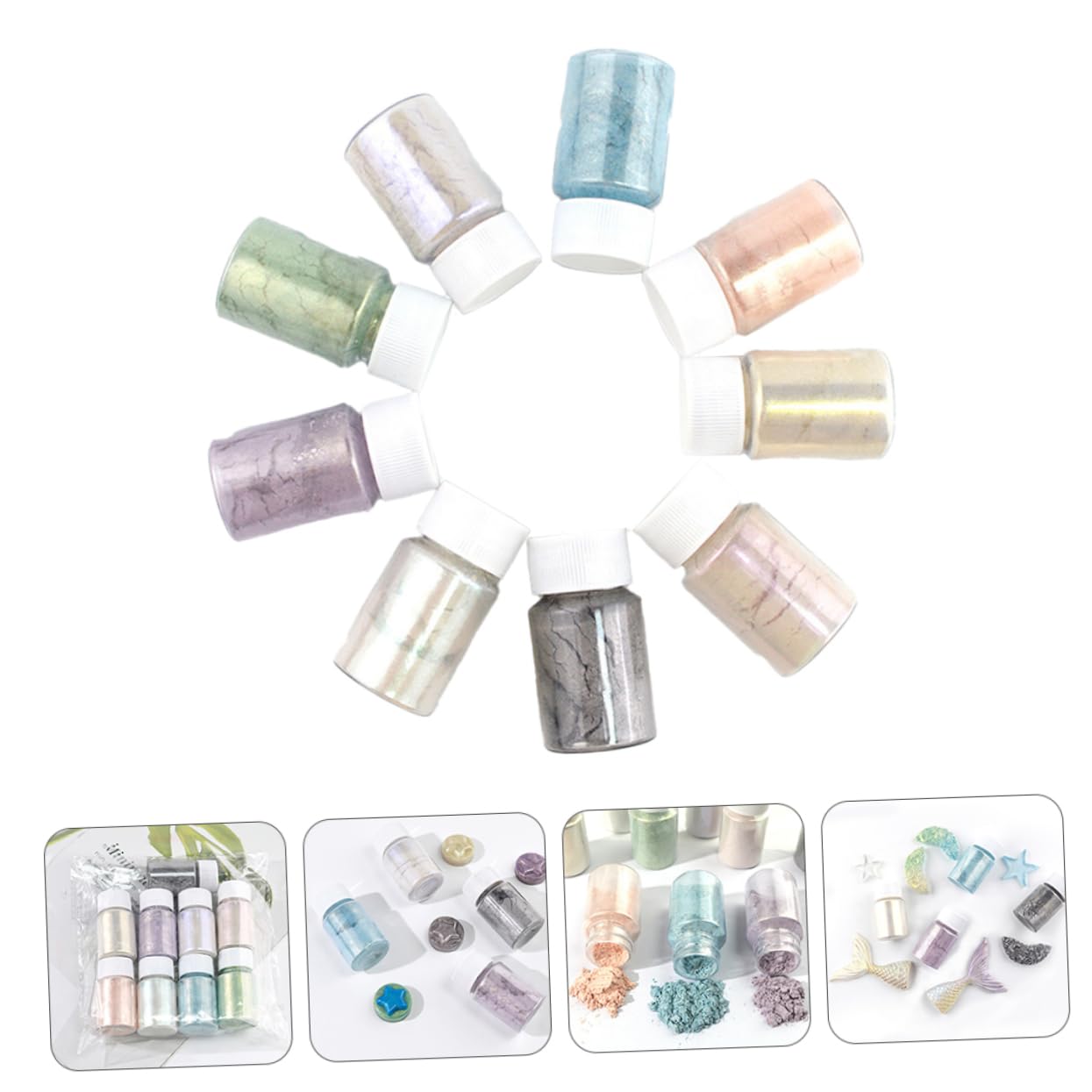 TEHAUX 18stücke Teiliges Set Kosmetischer Mica-pigmentpulver Strahlende Farben Für -make-up Nail Art Und Kreative Projekte Schimmernden Farbtönen Handgefertigte Anwendungen