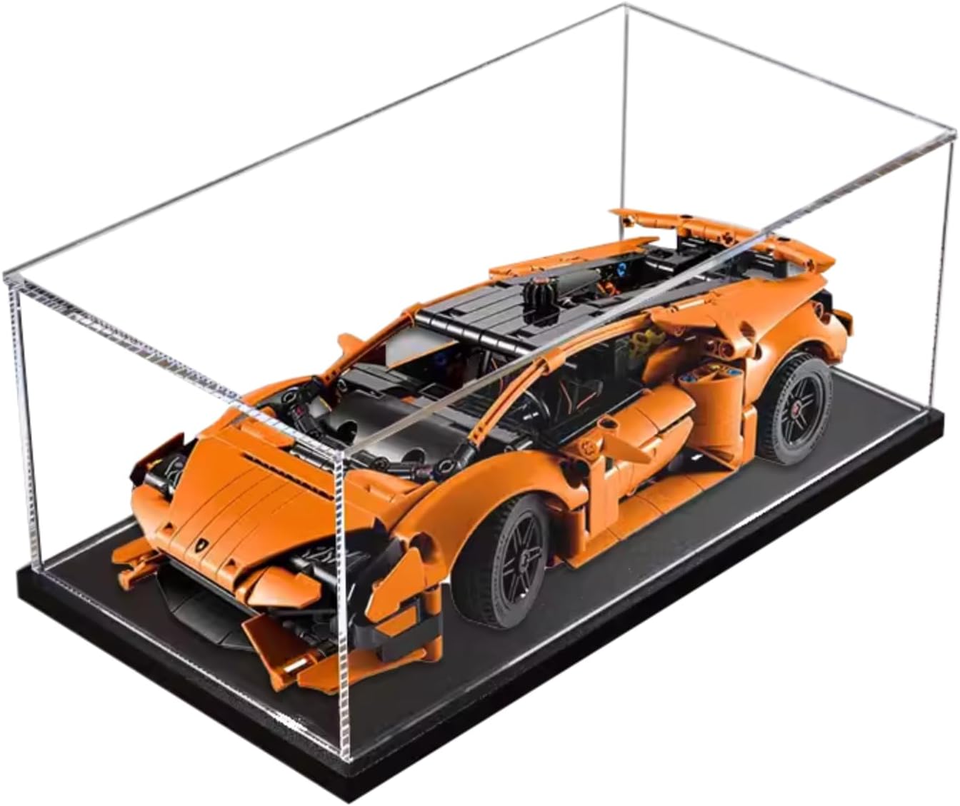 Figures Display Box for LEGO 42196 for Lamborghiini Huraccán Tec-ni-ca Oraange Advancced Acrylic Dustproof Transparent Custom Display Case (No Model) (black+3mm)