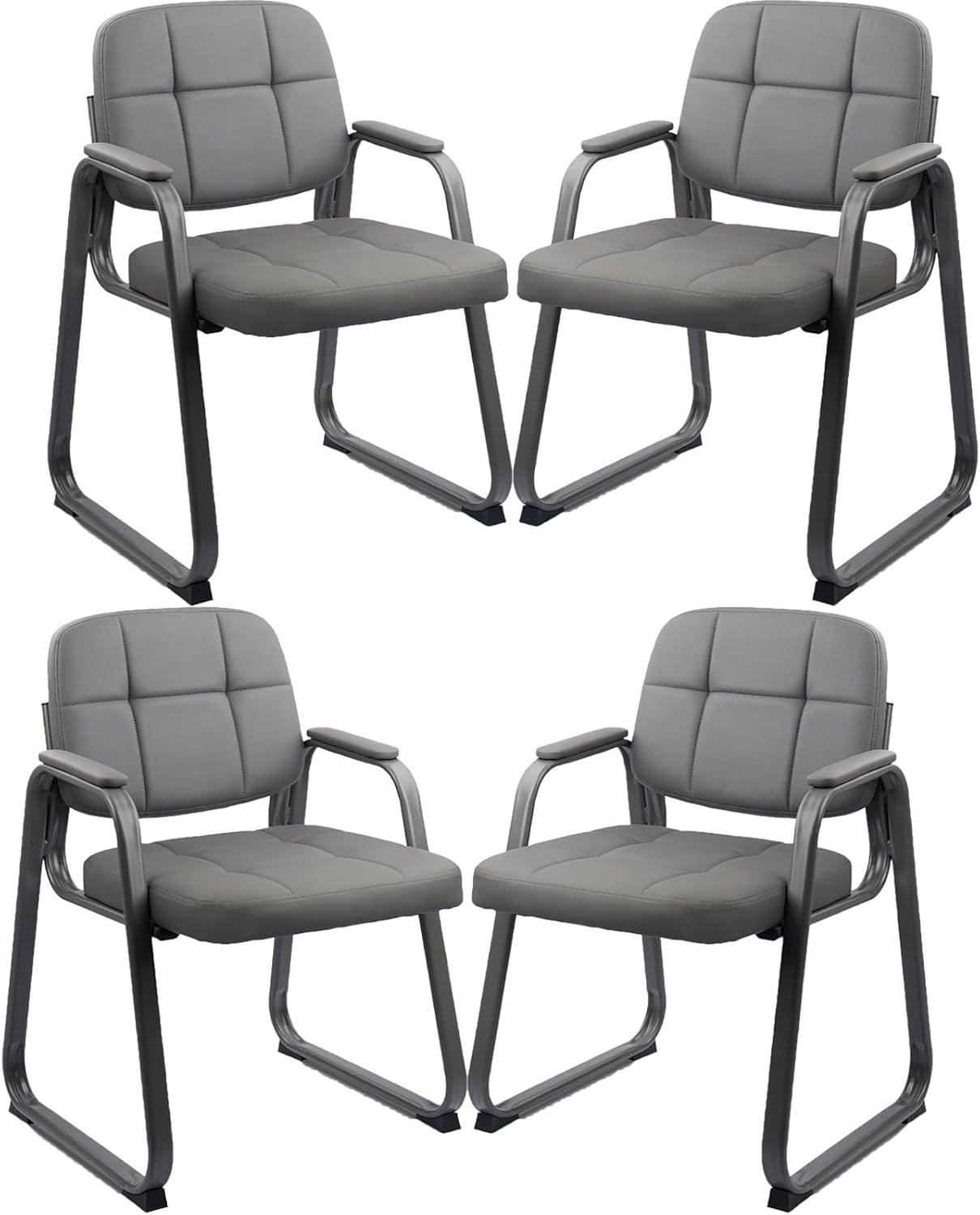 CLATINA Waiting Room Office Guest Chair with Padded Arms, Reception Meeting Conference Waiting Room Lobby Home Desk Big and Tall Executive Office Chair, Grey (4 Pack)