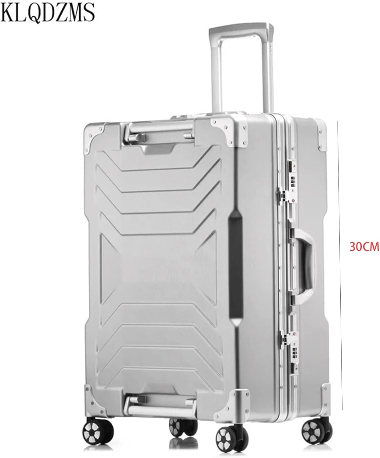 review SZYAWssxl Hard Case Luggage Suitcase on Wheels Leisure Faddish Carry on Cabin Luggage Business Trip Trolley Bag, Silver