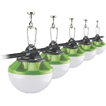 PowerSmith 50 ft. Construction String Lights Industrial Grade 7,500 Lumen 60W Integrated Weatherproof 5-Head Linkable LED with Metal Carabiners and Magnets and PTLH54S-60M