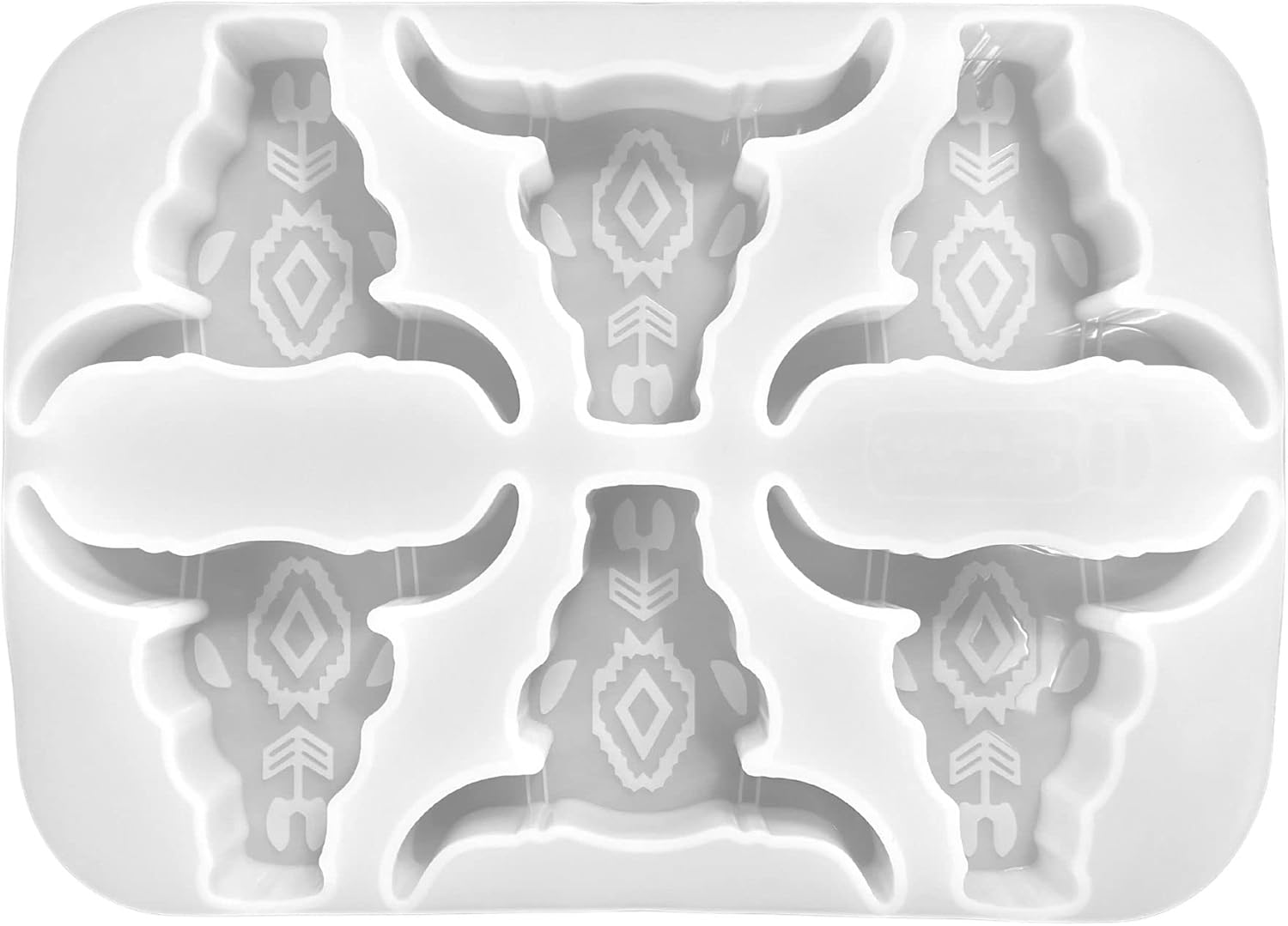 6 Longhorn Freshie Mold Silicone Tray Bulk Wholesale | 11.25" Wide x 8" Long x 1" Deep | Multiple Mold for Freshies, Epoxy, Soap | Aztec Bull Skull | Clear Freshie Heat Resistant Aroma Unscented Beads
