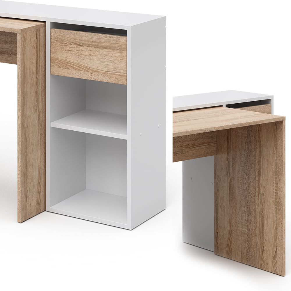 Vicco Escritorio Ben, Blanco/Sonoma, 145 x 46.4 cm