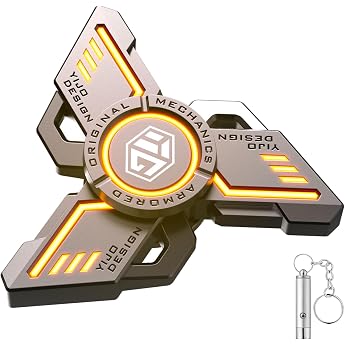 Luminous Metal Fidget Spinner for Adults, Fidget Toy for Stress Anxiety ADHD Relief, Quiet Premium Hand Spinner for Office & Learning, Fashion Gift Spinner Orange