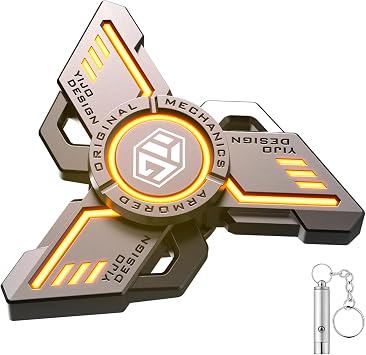 Luminous Metal Fidget Spinner for Adults, Fidget Toy for Stress Anxiety ADHD Relief, Quiet Premium Hand Spinner for Office & Learning, Fashion Gift Spinner Orange