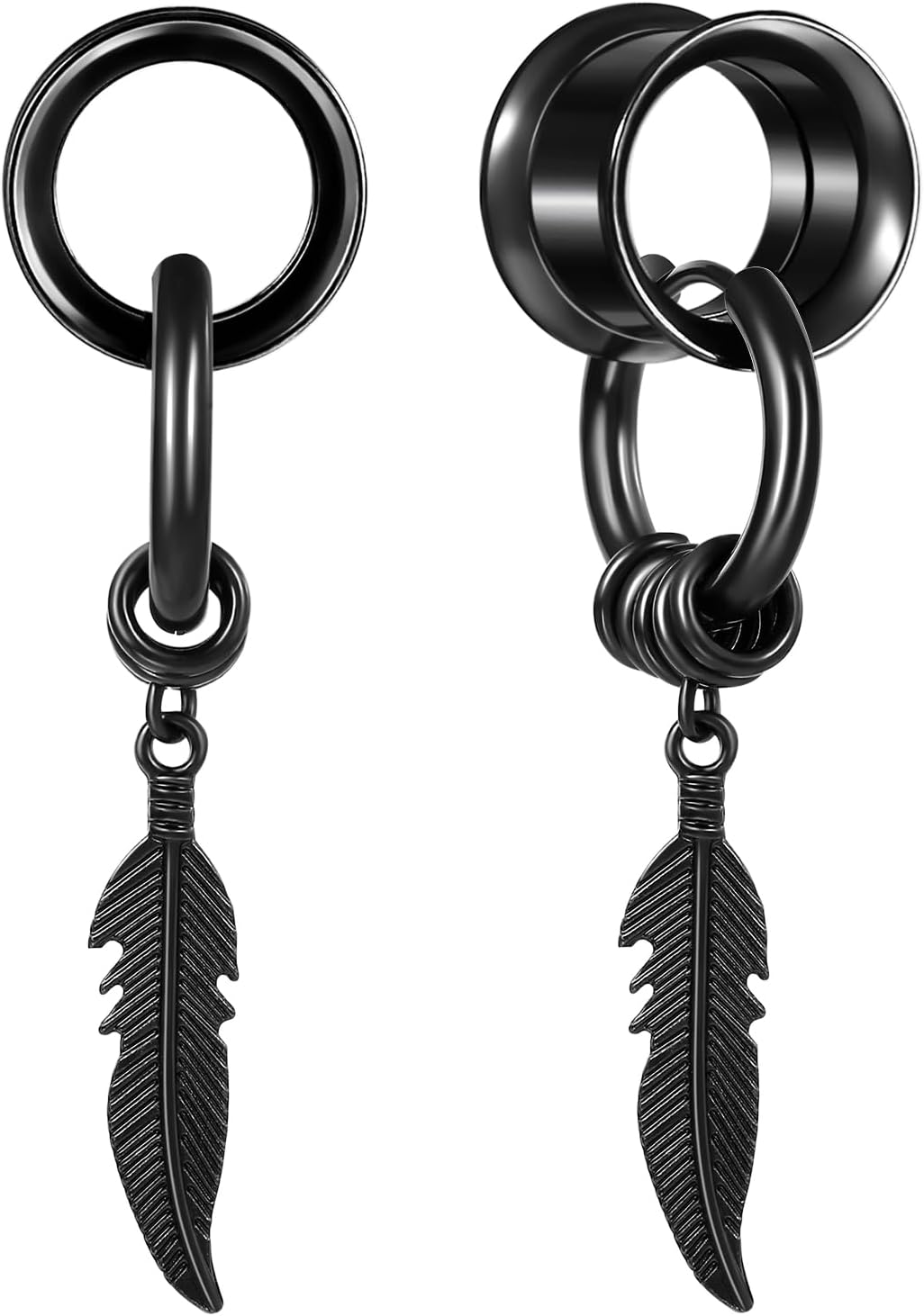 Aienid 2 Pcs Stainless Steel Dangle Gauges, 6mm-20mm Ear Tunnels Plugs Expander Plugs Stretcher Piercing Body Jewelry for Men Women