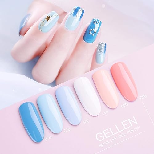 Miniatura 4 de Gellen Juego de 6 esmaltes de uñas de gel UV LED, colección de colores variados, 8 ml, cada uno
