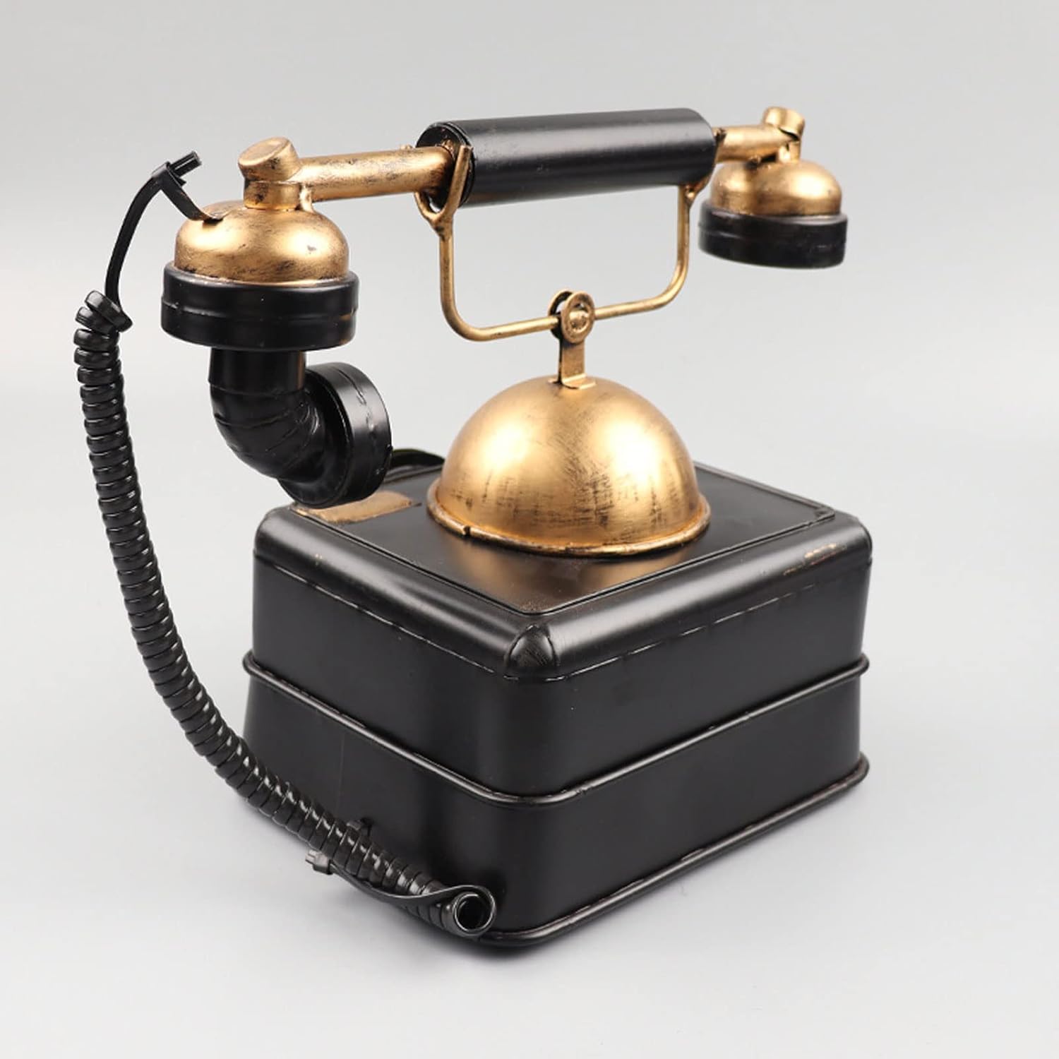 Creative Wired Phone Model Rotating Dial Retro Phone Figurine Creative Antique Phone Figurine Home Decoration for Office, Bar, Cafe (Gold B) (Gold b)
