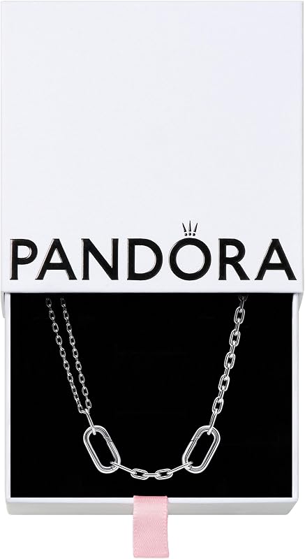 Collar de cadena de doble eslabón - Compatible con PANDORA Me - Impresionante joyería para mujer - Regalo para ella - Hecho con plata de ley - Con caja de regalo - 17.7"