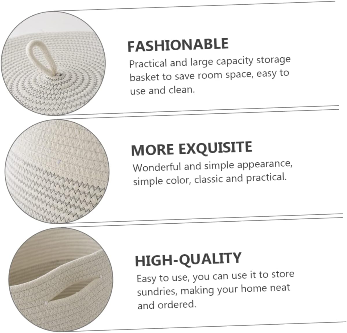 Cabilock Foldable Large Capacity Clothes Storage Organizer Basket with Lid Woven Cotton Rope Laundry and Storage Bin for Bedroom Bathroom Dorm Space Saving Collapsible Hampers for Home