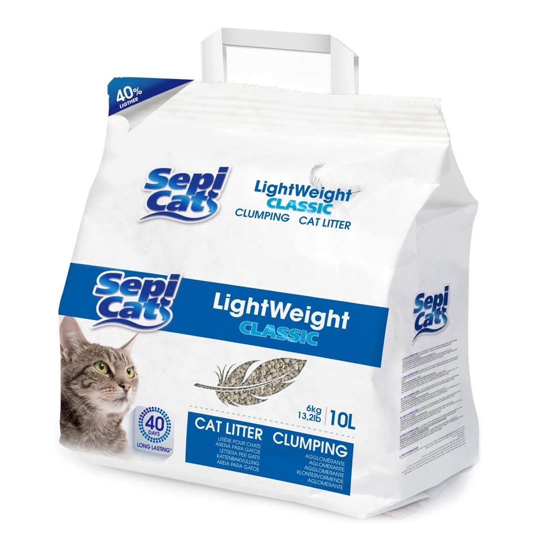 Arena aglomerante Lightweight Classic: Arena aglomerante Eco-Friendly de Alta Capacidad - Arena para Gatos 10 litros- Arena Recomendada para Gatos de Pelaje Largo