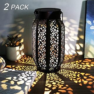 MAGGIFT 12 Lumens Hanging Solar Lights Outdoor Retro Hanging Solar Lantern with Handle