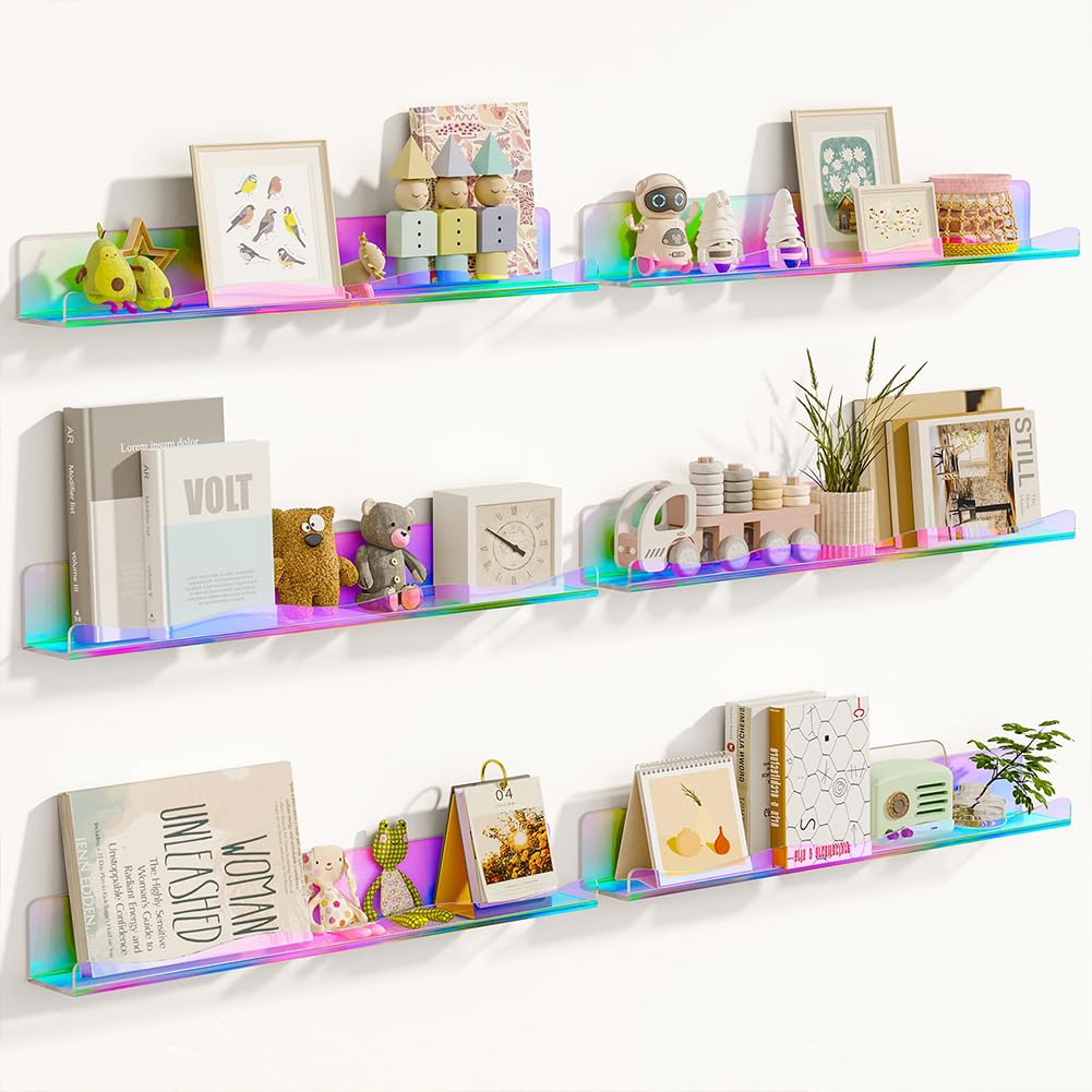 Étagères murales en acrylique BAKAJI lot de 6 pièces au design moderne transparent
