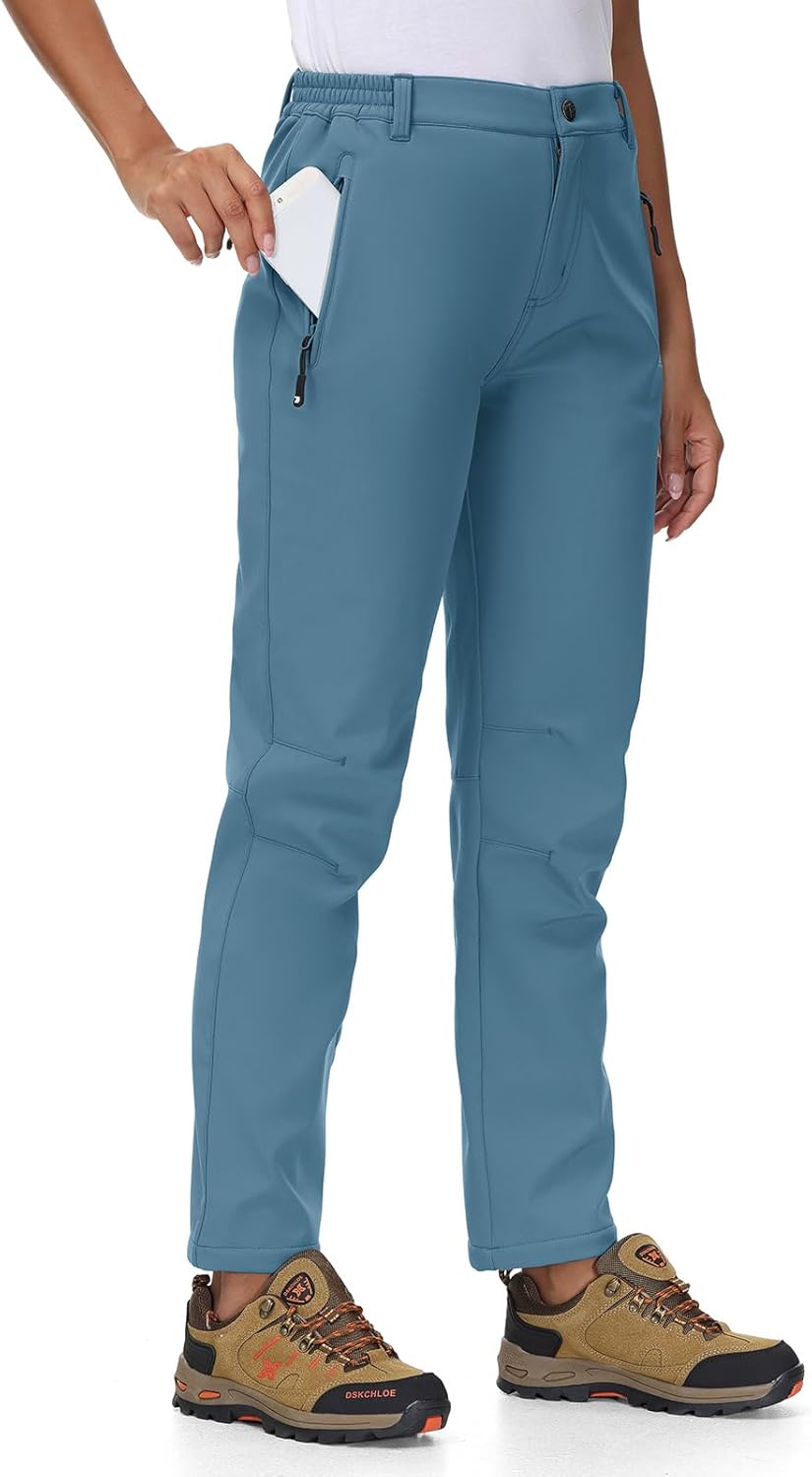 TBMPOY Women's Ski Snow Pants Waterproof Windproof Fleece Lined Warm Hiking Insulated Softshell Cargo Pant 4 Pockets - Image 2