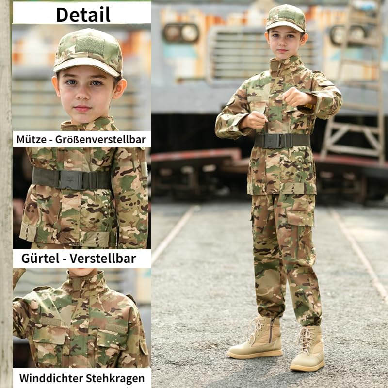 Disfraz militar para niños con uniforme camuflaje de soldado 4
