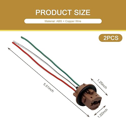 Miniatura 2 de Pack-2 Automotive 7443 - Soporte para bombilla de freno, conector de arnés de coleta, adaptador hembra de plástico con aislamiento impermeable, para