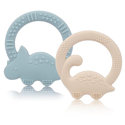Paquete de 2 mordedores de silicona para bebés de 0 a 6 meses con forma de dinosaurio de 6 a 12 de 3 a 6 meses, recién nacido para dentición, disponible en Yaxa Venezuela