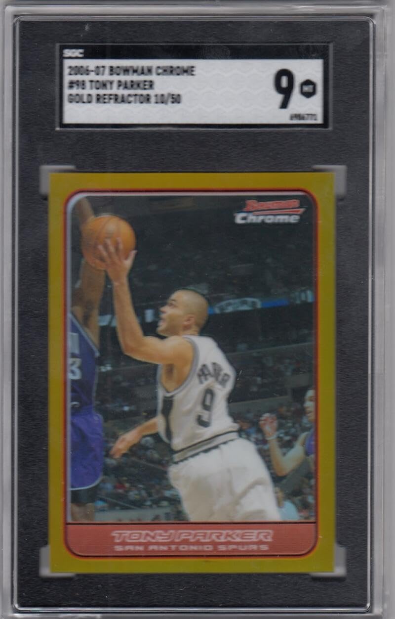 Basketball Trading Card 2006-07 Bowman Chrome Refractors Gold #98 Tony Parker SGC 9 MINT 10/50