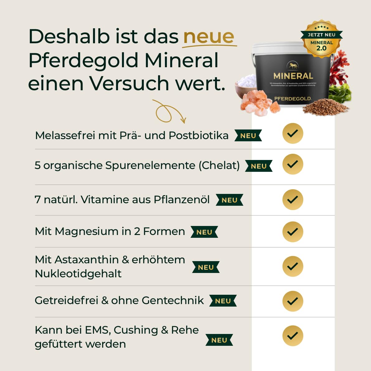 Mineral 2.0 1,5kg - Pellets mit Chelat-Spurenelementen - hohe Bioverfügbarkeit - Prä- & Probiotika - 100% melassefrei - dopingfrei - Made in Germany