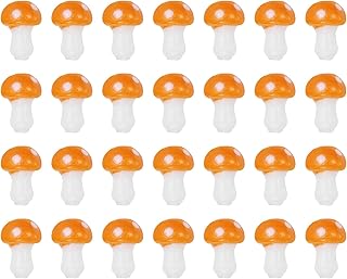 PATIKIL 0.6" x 0.5" Cute Mushroom Beads, 28 Pcs Small Glass Beads Bulk Glass Mushroom for DIY Craft Bracelet Necklace Earring Jewelry Making, Orange