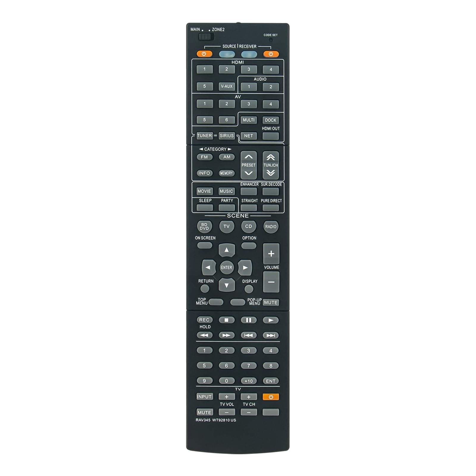 ＊Yamaha RAV347 WT92830 JEX リモコン Amazon.com: ECONTROLLY RAV345-WT92810US Replace Remote Control