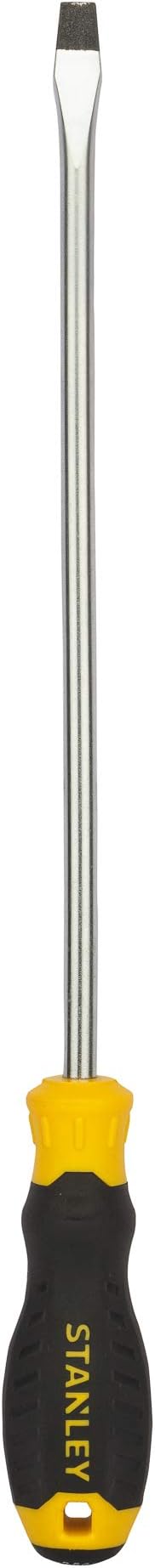 STANLEY STMT60833-8 Cushion Gripโข Slotted Standard Screwdriver, 8mm x 250mm, Magnetic Tips for Easy Pick-Up & Screw Locator, Made of Chrome Vanadium Steel, Bi-Material (PP+TPR) Handle, Black & Yellow