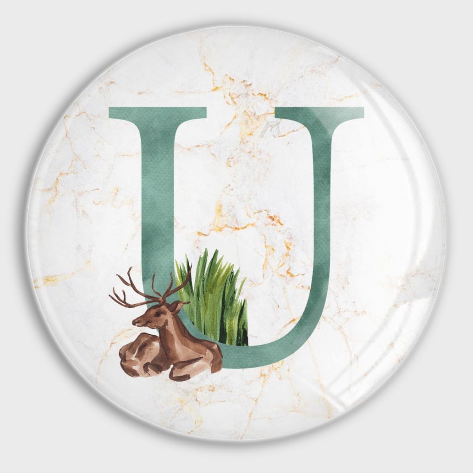 Aimants en verre lettre U lot de 4 au motif cerf élégant pour tableau de cuisine