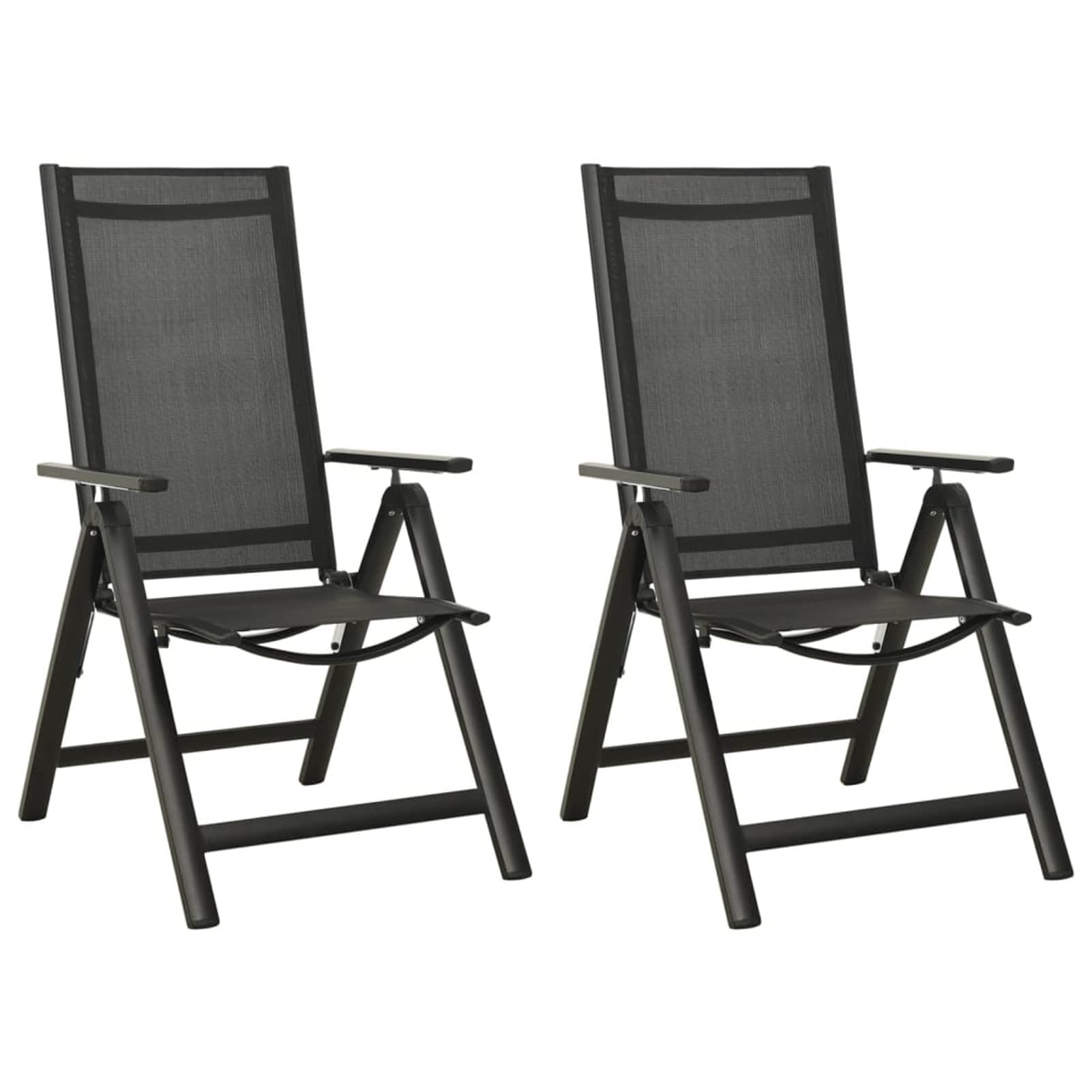Klappbare Gartenstühle 2 STK. Textilene und Aluminium Schwarz TerrassenstüHle Gartenstuhl Klappbar
