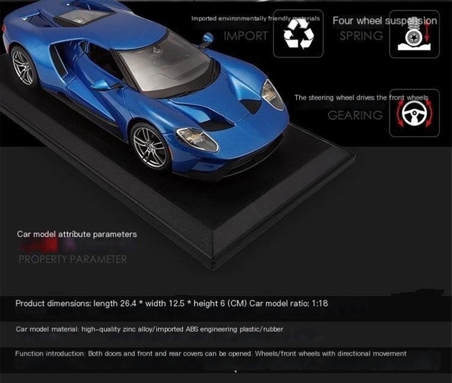 1:18 blue alloy simulation sports car car model(2017 Blue)