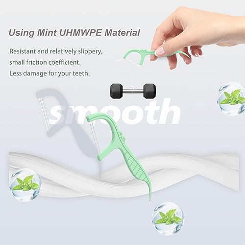 Miniatura 3 de Dispensador de púas de hilo dental de menta, doble línea, sabor menta, funda de hilo dental de alta elasticidad, LIAMOSS Double Line Super Cleanup