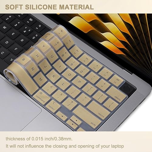 Miniatura 7 de Funda de teclado de silicona para MacBook Air de 15 pulgadas con chip M2 (A2941) y 13.6 pulgadas (A2681) lanzado en 2022 2023, pantalla de retina
