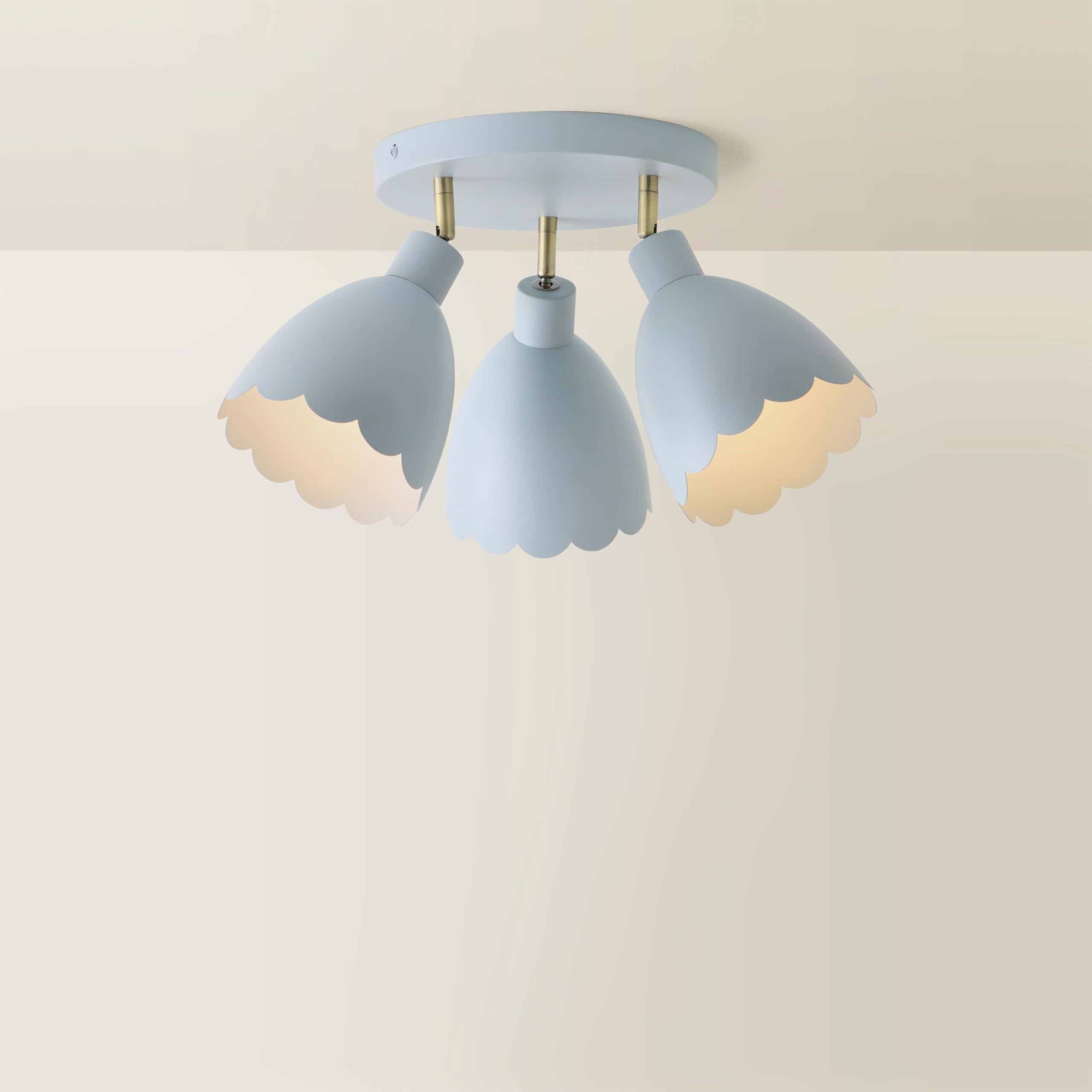 Valuelights Blue - Powder Blue | Millie Powder Blue Scallop 3 Way Adjustable Round Spotlight And Bulbs | Ceiling Light, Home Décor & Improvement Essential | Bulb Included