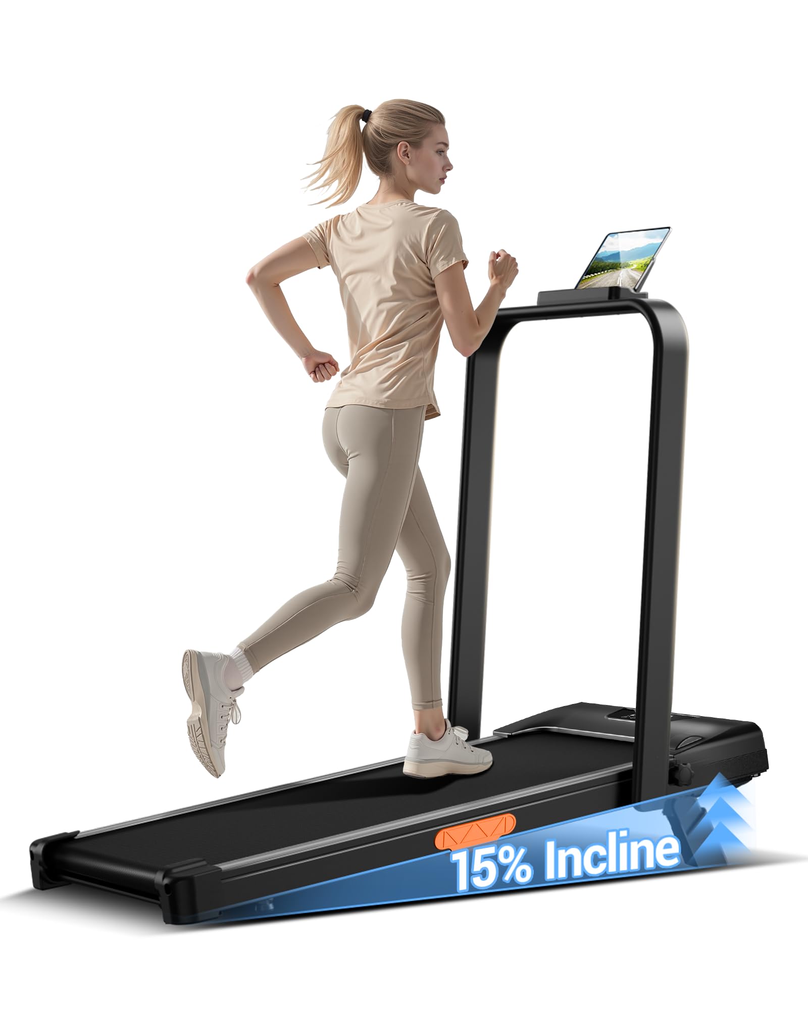 CURSOR FITNESS Walking Pad with 15% Incline 0.6-6.2MPH Foldable Portable Treadmill 2.5HP Compact Walking Pad for Home Small Space 300LBS with Remote Control
