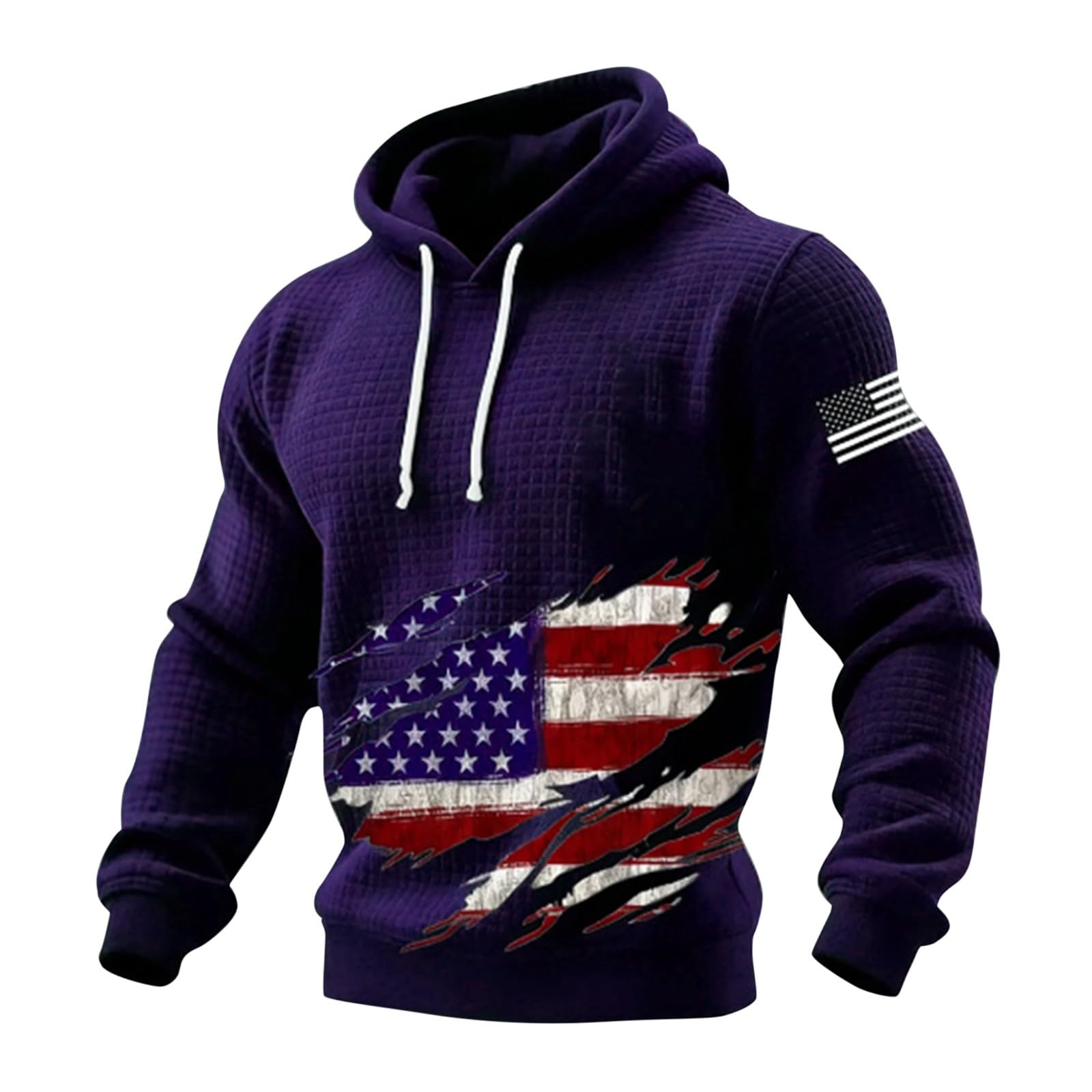 Sudadera sin mangas hombre para correr por la mañana con capucha y bandera de EE. UU. 3