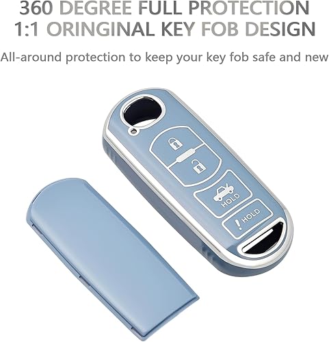 Miniatura 3 de OFFCURVE Funda para llavero Mazda  Protector completo de TPU suave para Mazda 23568CX3CX4CX5CX7CX9AtenzaAxelaMX5Speed3 Miata  Azul Smart Keyless Car