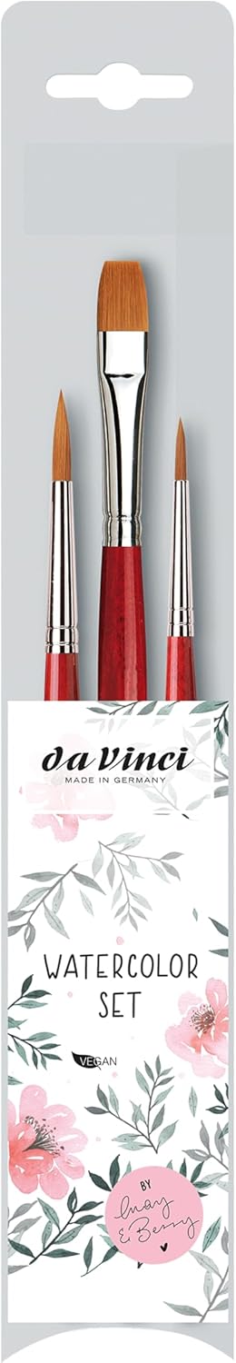 da Vinci Watercolor Series 5389 CosmoTop Spin Lettering & Flower Brush Set, Synthetic, 3 Brushes (Series 5580, 5880)