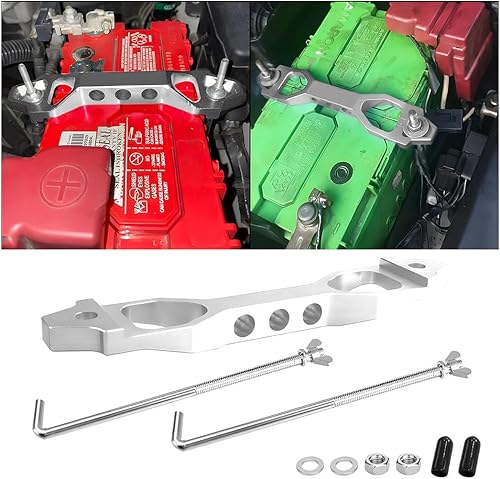 Miniatura 10 de Juego de sujeción de batería, soporte de amarre de batería de automóvil de aleación de aluminio, soporte de bloqueo de barra transversal automotriz