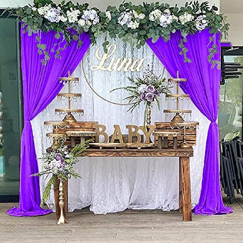 Amzlokae Chiffon Curtains Sheer Curtains 2 Panels Chiffon Backdrop Curtain Voile Window Curtains Tull Backdrop Curtains For Party Chiffon Fabric For Wedding Arch (29'' X 108'', Purple) #TOP2