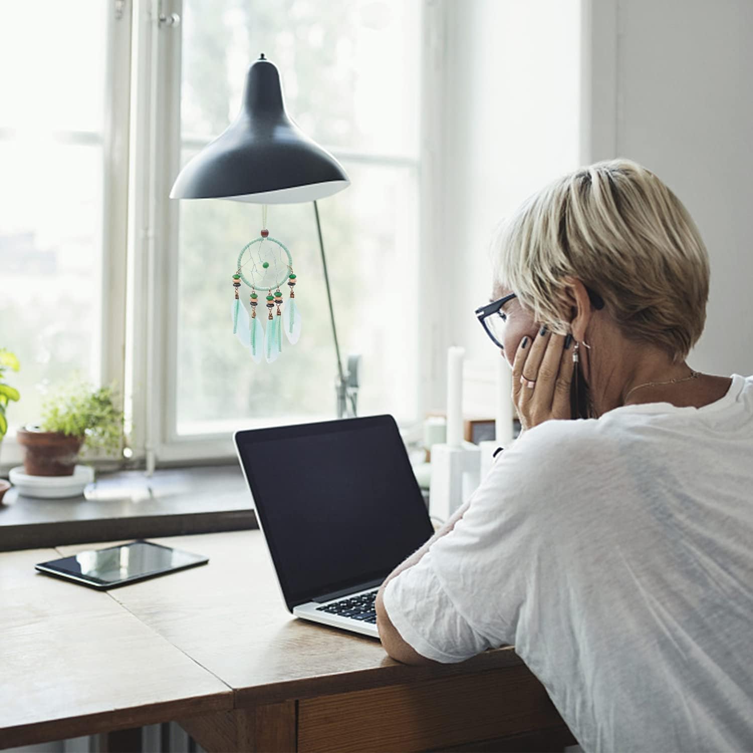 Mini Dream Catcher 6pcs Set - Car Interior Rearview Mirror Dangle Bag Pendant Charm 1.2" Diameter and 9" Long (Diameter 2.1“ 6pcs)