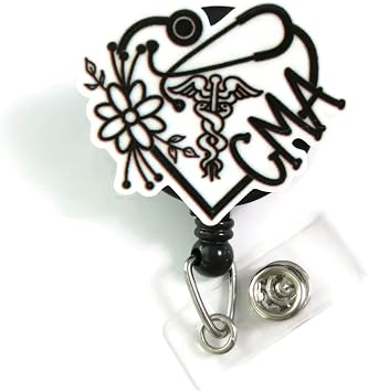 CMA Badge Reel, Certified Medical Assistant Retractable ID Badge Holder