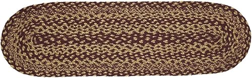 Miniatura 3 de VHC Brands Banda de rodadura ovalada primitiva de yute color burdeos con respaldo de látex antideslizante, 8.5 x 27 pulgadas