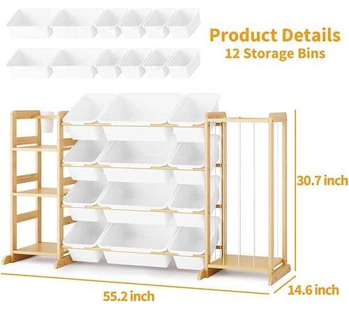 Miniatura 7 de Organizador de almacenamiento de juguetes con estantería y almacenamiento de animales de peluche, organización de sala de juegos para niños con