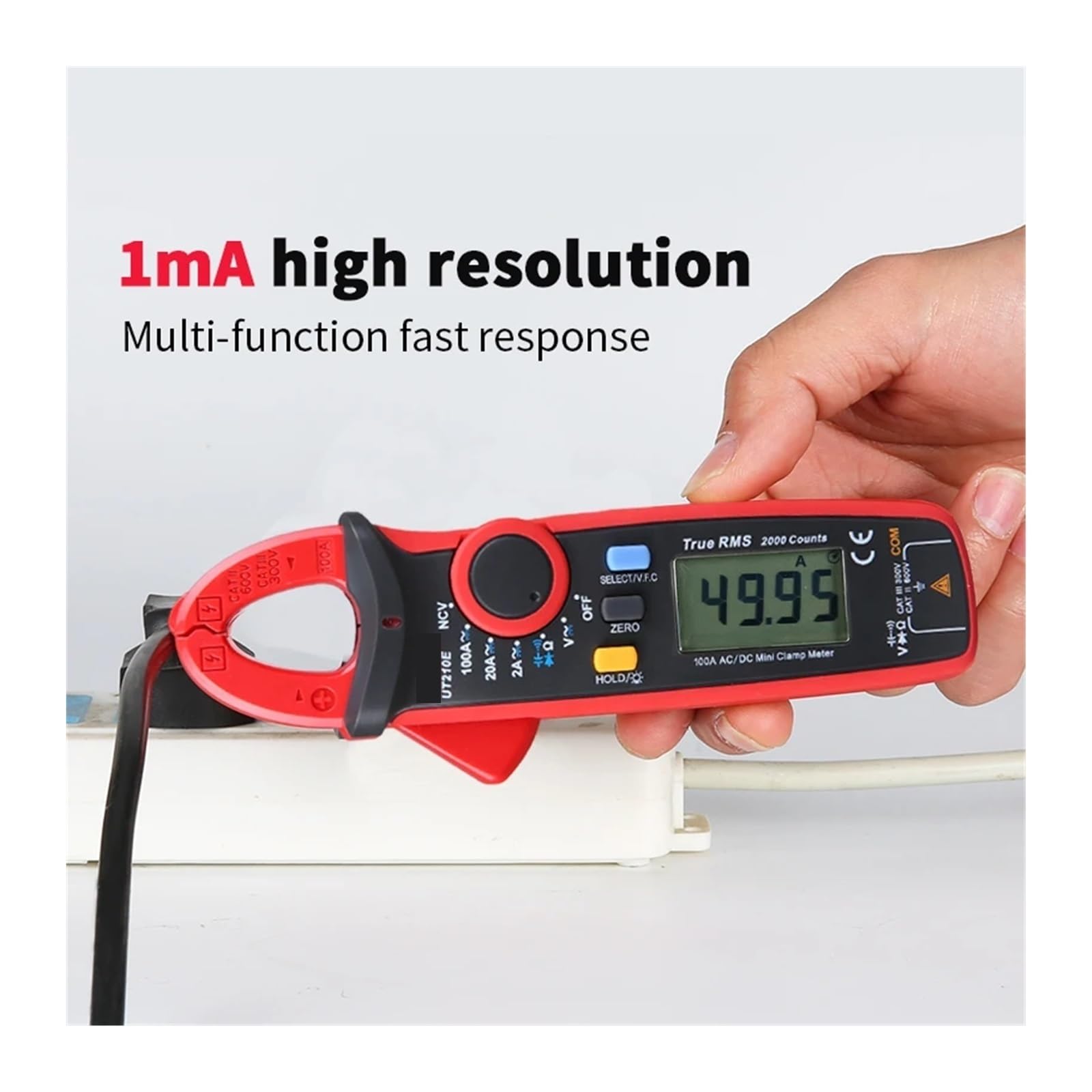 Pinza amperimétrica digital, UT210E UT210D UT202A + UT204 Plus UT201A AC DC Medidor De Corriente Alica Voltímetro Amperímetro Digital Multímetro Abrazadera Amperimétrica(UT210E)